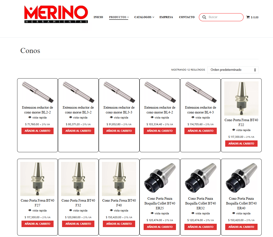 Categoría de productos de conos